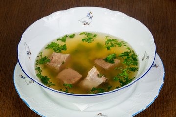 Beef soup with herbs