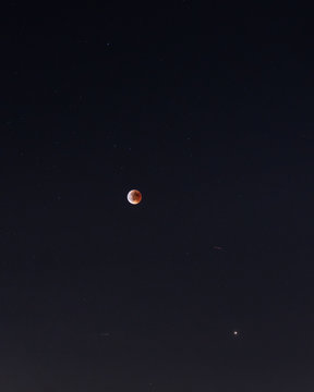 Red moon on dark sky