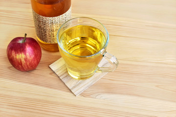 Apple cider vinegar diluted with water, healthy drink.