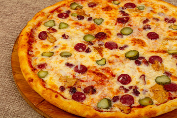Pizza with sausages