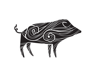 Stylized vector boar illustration