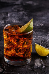 Rum and Cola Cuba Libre with Lime and Ice