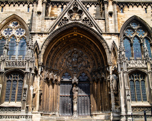 Fototapeta premium Detailing of one of the entrances into Lincoln Cathedral in the UK