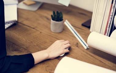 Close up of people working