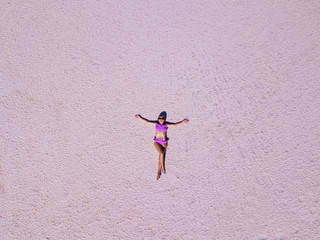 Girl at the Pink Salt Lake