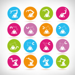 robotic arm icons, industry robots