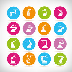 Fototapeta premium robotic arm icons, industry robots