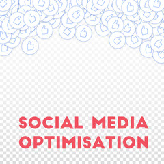 Social media icons. Social media optimisation concept. Falling scattered thumbs up. Memorable abstra