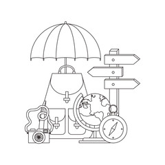 travel vacations set icons vector illustration design