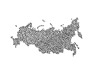 Hand drawn Russia map, polygonal pattern