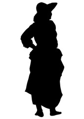 Women dancing folk dutch dances on white background