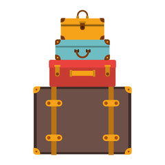 suitcases bags pile isolated icon vector illustration design