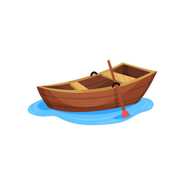 Wooden fishing boat vector Illustration on a white background