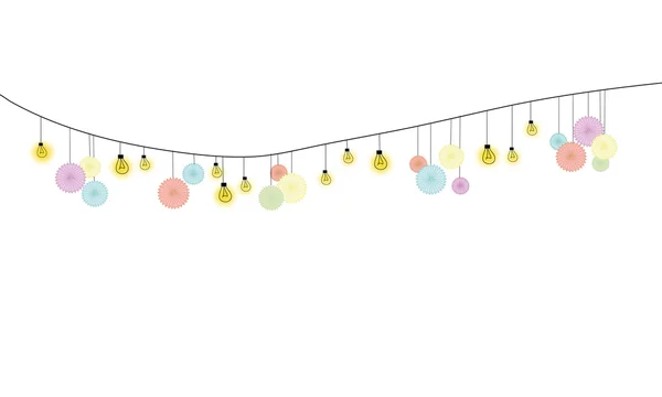 Lampion Girlande mit Glühbirnen in Pastellfarben Stock-Vektorgrafik | Adobe  Stock