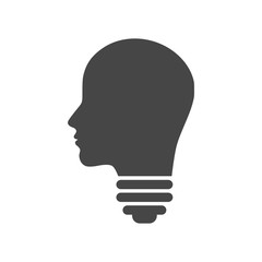 Light bulb icon, human head