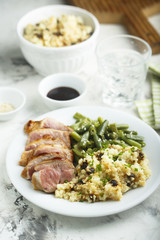 Veal fillet with green beans and couscous 