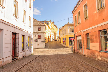 Beautiful view to the street, old houses, Poland