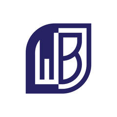 WB initial letter emblem logo negative space