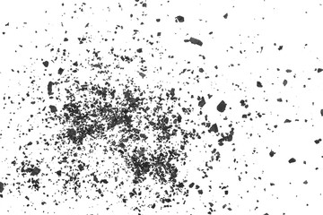 Fototapeta na wymiar Black coal pile, dust isolated on white background, top view