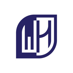 WH initial letter emblem logo negative space