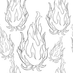 seamless pattern Pitahaya Pitaya dragon fruit exotic eye. vector illustration
