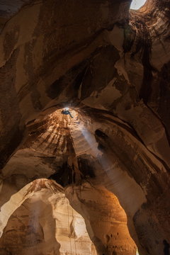 Alpine caving in Luzit Caves. Moshav Luzit, Ella Valley. Israel