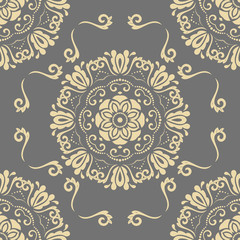 Orient classic pattern. Seamless abstract background with repeating golden elements. Orient background