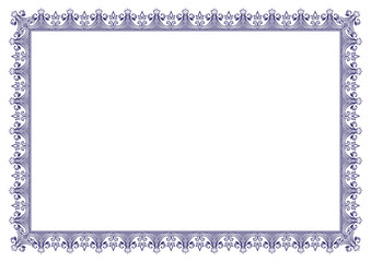 Blue Floral border for certificates with Crown