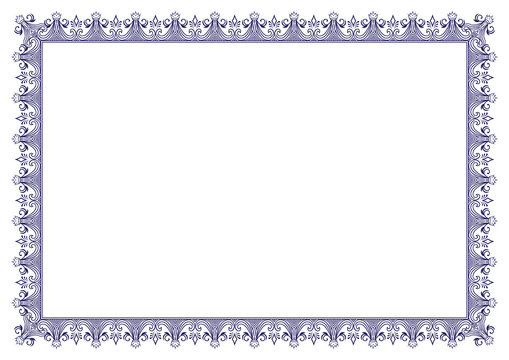 Blue Floral border for certificates with Crown