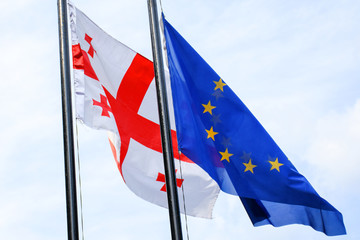 Georgian and Europe Union flags