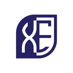 XE initial letter emblem logo negative space