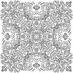 Elegant black and white ornament in classic style. Abstract traditional pattern with oriental elements. Classic vintage pattern