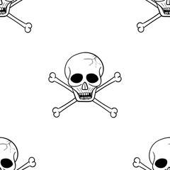 Seamless skull pattern on a light background. Vector cartoon image on theme Halloween.