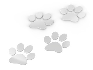 Trail of paw prints, 3d illustration
