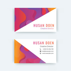 Modern business card with geometric shape and memphis style texture vector illustrations