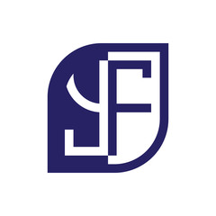 YF initial letter emblem logo negative space