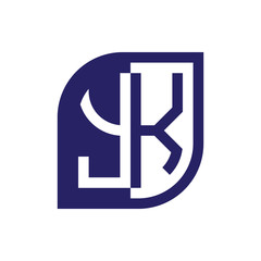 YK initial letter emblem logo negative space