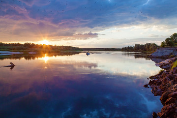 beautiful sunset over the river