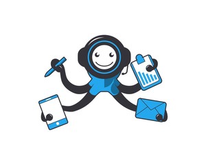 octopus multitasking cartoon character design © circleana