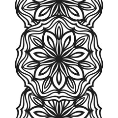 Seamless border for coloring book. Floral mandala ornament for antistress adult drawing. Suitable for laser cutting.