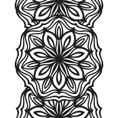 Seamless border for coloring book. Floral mandala ornament for antistress adult drawing. Suitable for laser cutting.