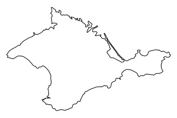 Crimea map of black contour curves on white background of vector illustration