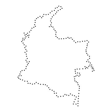 Colombia abstract schematic map from the black dots along the perimeter of vector illustration
