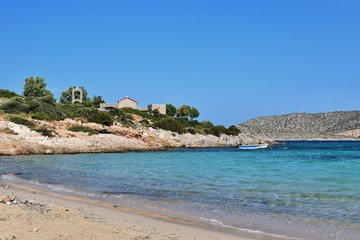 Fototapeta na wymiar Agia Dynami beach on Chios Island, Greece