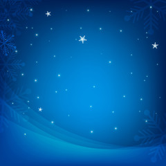 Fototapeta na wymiar Beautiful blue background with snowflakes design for Christmas