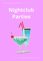 Nightclub Parties Blue Cocktails in Martini Glass