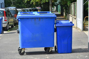 Garbage cans on the city street