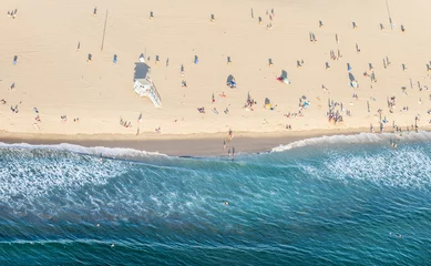 Fototapeten Strand von Santa Monica, Blick vom Helikopter © oneinchpunch