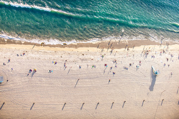 Obraz premium Plaża Santa Monica, widok z helikoptera
