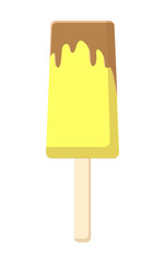 Lemon Ice Cream on Stick with Chocolate Topping